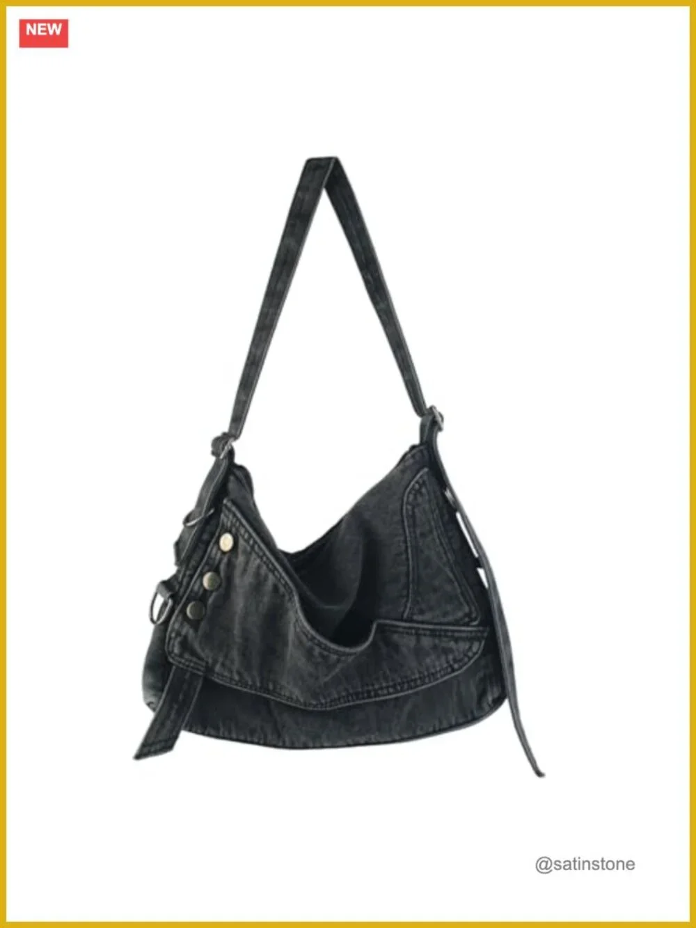 Retro Denim Hobo Shoulder Bag Large Tote with Adjustable Strap